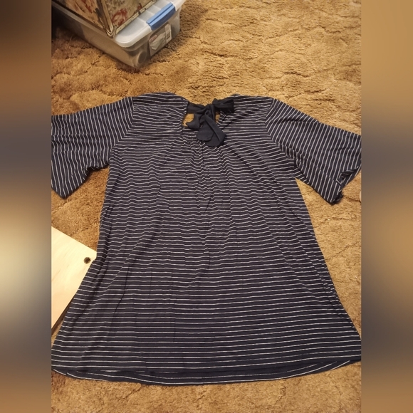 Womens Weekend Suzanne Betrd Blouse Top Stripe Tie Bow Back Size XL - Picture 3 of 4